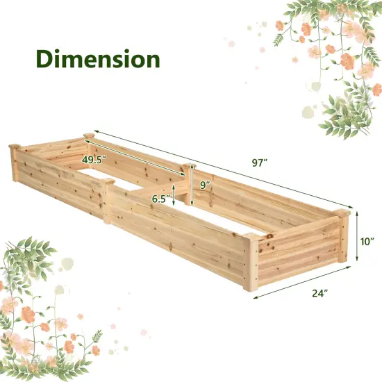 Costway Wooden Raised Garden Bed Outdoor Wood Planter Box for Vegetables Flowers Fruit {3}