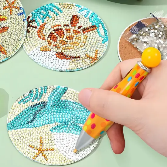 6pcs Colorful 5D Diamond Art Pens with Tray, Round Square Diamond Beads Painting Tools for Adults {5}