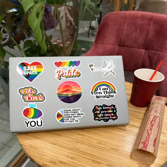 (Set of 10) LGBTQ+ Pride Subtle Ally Subtle LGBTQ Stickers, Equal Rights for Others It's Not Pie Sticker, Bee Yourself Sticker, This Human Will Provide A Safe Space Sticker, Love is Love Sticker (2") {2}