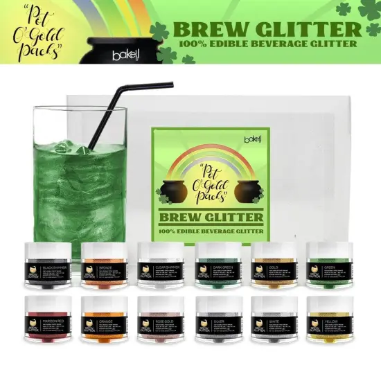 St. Patty's Day Pot O' Gold Collection Edible Glitter Brew Glitter Combo Pack A (12 PC SET) {1}