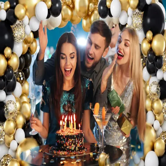 Black Gold White Balloon Arch Kit,137 Pcs Balloon Garland Kit Confetti Metallic with Balloons Tape for Wedding, Birthday,Graduation,New Years,Special Events Party Decoration {5}