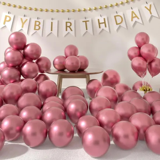 Metallic Pink Balloons 5 inch 50 Pcs Pink Latex Balloons {1}