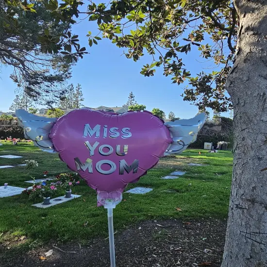 Heavenly Balloons on a stick Miss You Mom (pink) balloon heart shaped with angel wings {3}