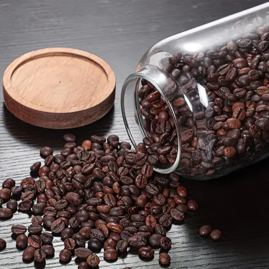 1200ML 40FL Oz Glass Storage Container with Wood Lid Large Decorative Organizer Bottle Canister Pantry Jar with Air Tight Wooden Lid for Food Coffee Candy Cereal Rice Flour Pop Spaghetti {5}