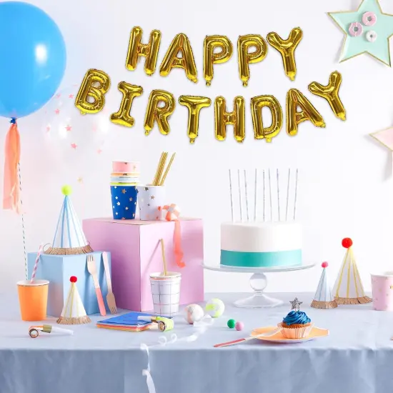 75pcs 16" Happy Birthday Balloon Banner, Gold Balloons Letters, Personalized Mylar Foil Birthday Decorations includes 2 Sets A- Z, 1 set Number 0-9 "HAPPY BIRTHDAY" letters {2}