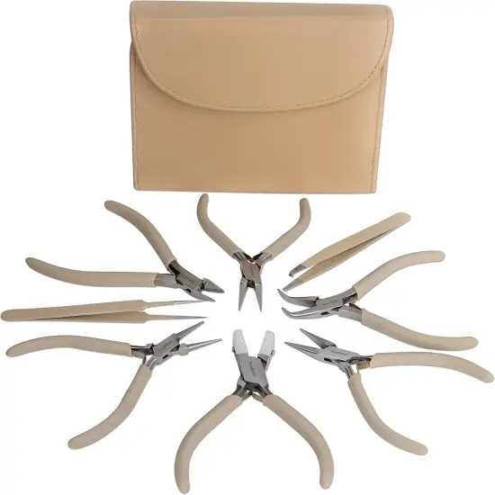 The Beadsmith Fashion Color Pliers &ndash; Slimline Color-Coordinated Tools &ndash; Matching Clutch in Beige &ndash; Jewelry Making Supply Kit to Create Necklaces, Bracelets, Earrings & More Light olive {5}