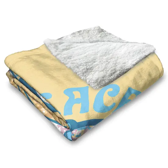 Smurfs Silk Touch Sherpa Throw Blanket Peace Love {4}