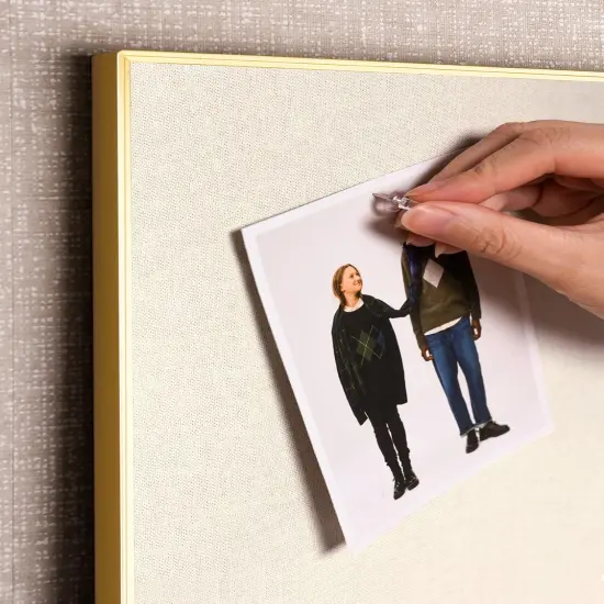 Bulletin Board with 10 Push Pins 30 x 20 inches(Oatmeal White Fabric & Golden Frame) {3}