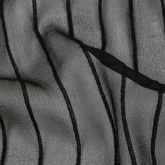 1 Yard Black Nebulosity Pintucked Silk Chiffon Fabric for Elegant Dresses 44 Inch Width {2}