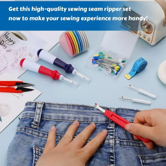 Seam Ripper Set (Bag, Scissors, Tape Measure, Thread) {6}