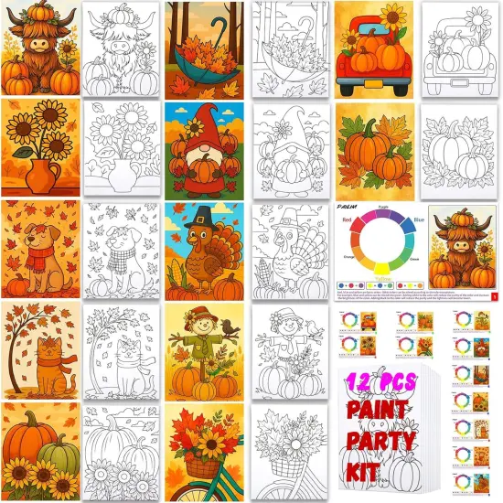 12Pcs Pre Drawn Canvas Boards 8x10 Sip(Autumn) {2}