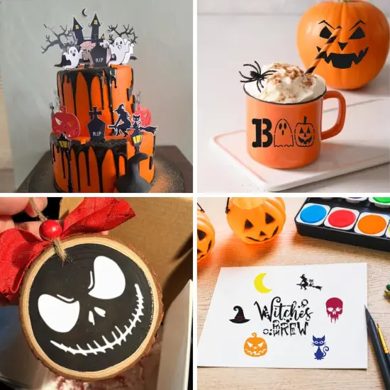 Halloween Paint Stencil for Painting on Wood Ornaments Wood Slice(Halloween) {1}