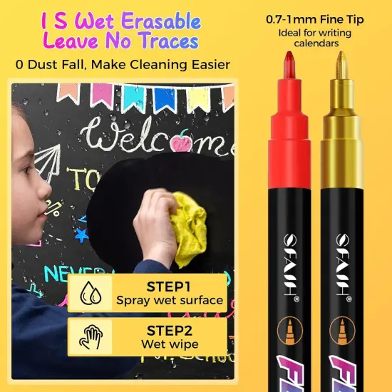 Fine Tip Liquid Chalk Markers for Bhalkboard (Multicolor) {3}