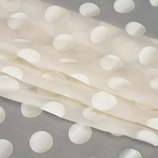 1 Yard Cream Burnout Satin Polka Dots Silk Viscose Georgette Fabric Arctic Wolf 53 Inch Width {4}