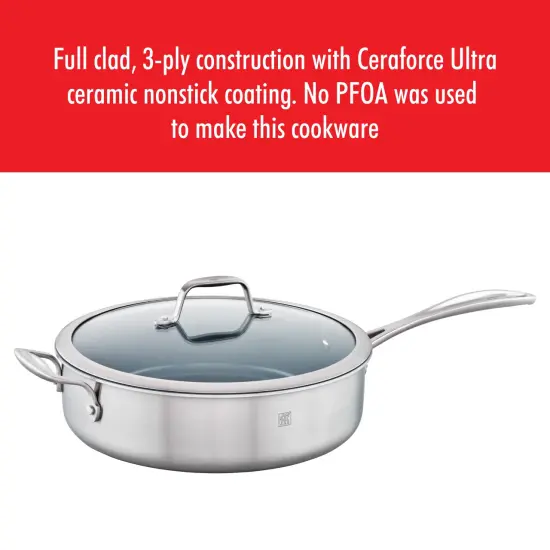 ZWILLING Spirit 3-ply Stainless Steel Ceramic Nonstick Saute Pan {4}