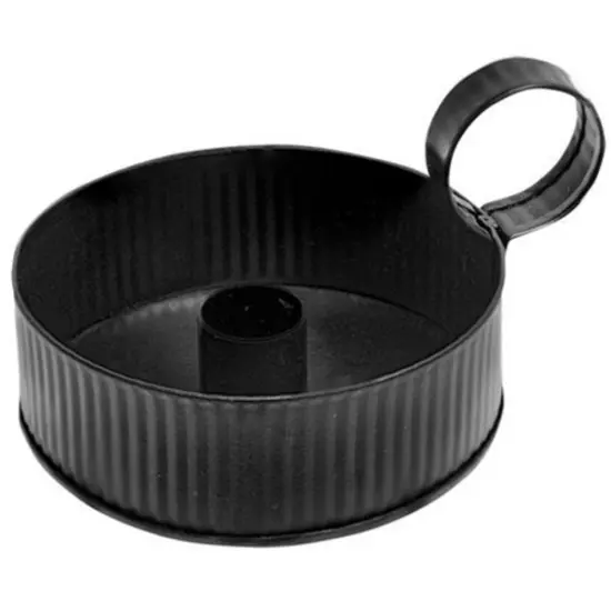 Small Ribbed Taper Holder Black {1}