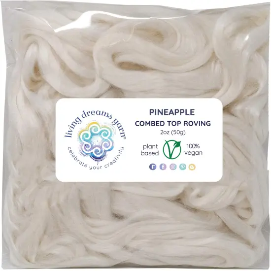 2oz Pineapple Fiber: Natural White Undyed Combed Top Roving. Plant Based, Eco Friendly, Vegan {1}
