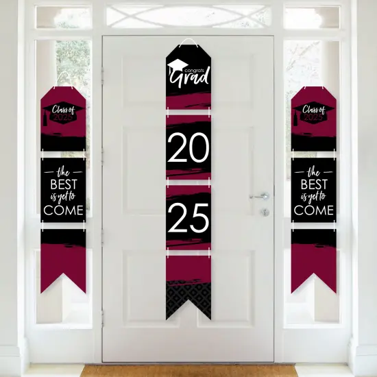 Big Dot of Happiness Maroon Grad - Best is Yet to Come - Hanging Vertical Paper Door Banners - 2025 Burgundy Party Wall Decor Kit - Indoor Door Decor {1}