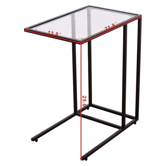 Coffee Side End Table with Glass Top and Sturdy Metal Frame {4}