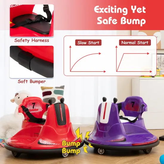 12V Kids Ride On Bumper Car with Remote Control Lights and Music Red {4}