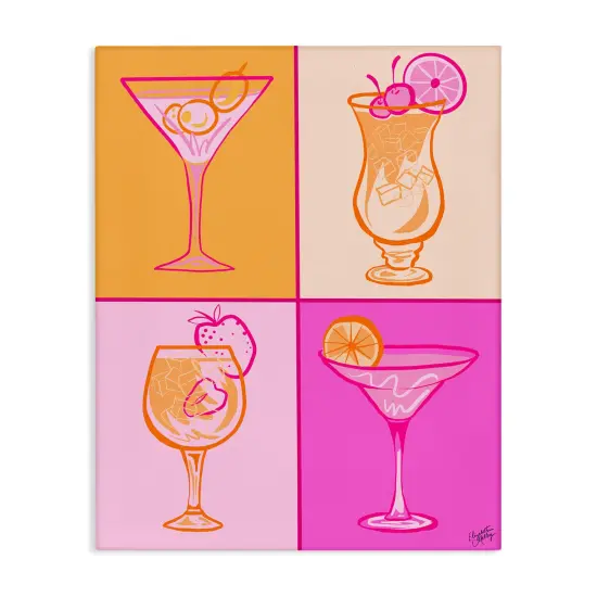 Stupell Industries Pink & Orange Cocktails Canvas Wall Art Design by Elizabeth Medley {1}