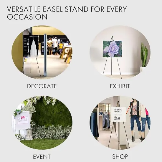 ARTIFY 64" Sign Easel Stand | Instant Display Tripod for Wedding Signs, Posters, Paintings, Canvas, and Poster Boards | Portable Stand for Home, School Supplies, Shop, and Ceremonies, Black {3}
