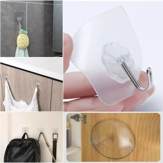 Kitcheniva Adhesive Sticky Hooks Heavy Duty Wall Seamless Hook Hangers {2}