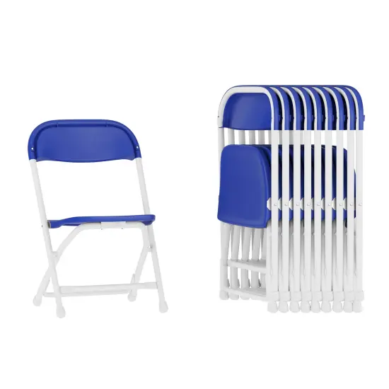 Emma and Oliver 10 Pack Kids Plastic Folding Chair Daycare Home School Furniture Blue {2}