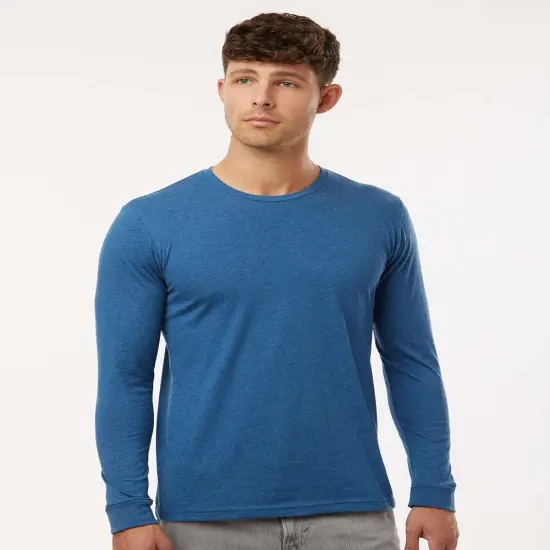 Next Level&reg; Sueded Classic Fit Crewneck Long Sleeve T-Shirt Heather forest green {3}