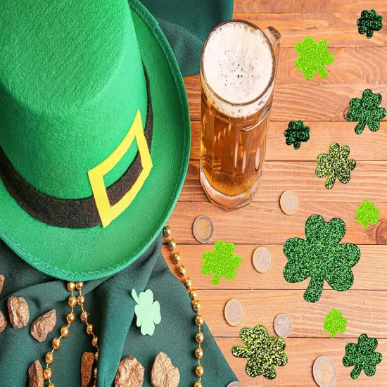 350 Pieces St.Patrick's Day Foam Stickers, Glitter Shamrock Stickers, Green Shamrock Stickers, 3 Different Size Lucky Shamrock Stickers, Irish St.Patrick's Day Party Decoration Supplies {2}