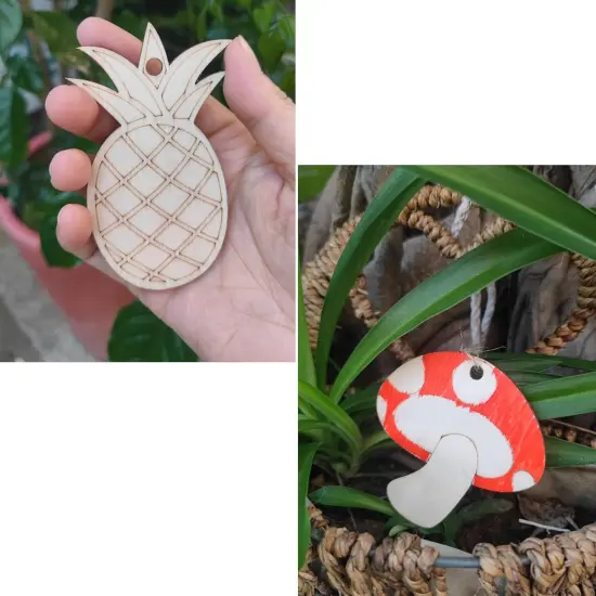 70PCS Pastoral Unfinished Blank Wooden Cutouts Craft for Kids,Suit for Children's Painting DIY Room Decoration Gift Giving Surprise (70 Pastoral) {3}