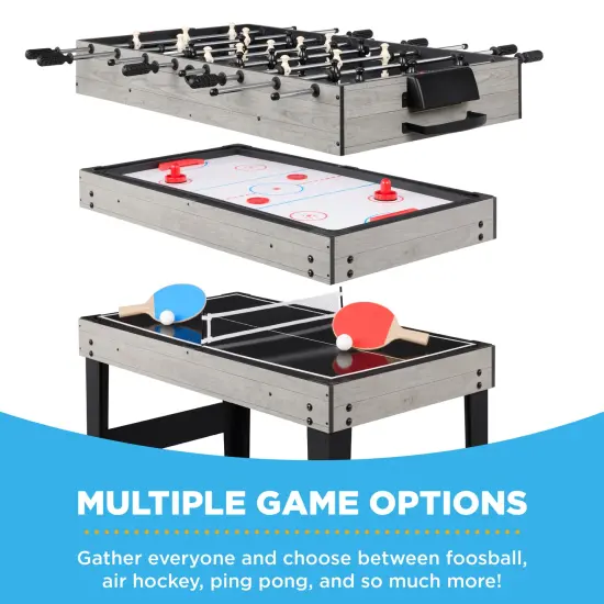Best Choice Products 2x4ft 10-in-1 Combo Game Table Set w/ Hockey, Foosball, Pool, Shuffleboard, Ping Pong Gray {3}