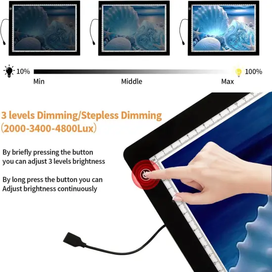 A3 Light Pad for Diamond Painting Kit,4800Lux Super Bright 5mm Ultra Thin Diamond Art Light Board with Stand and Clip {3}