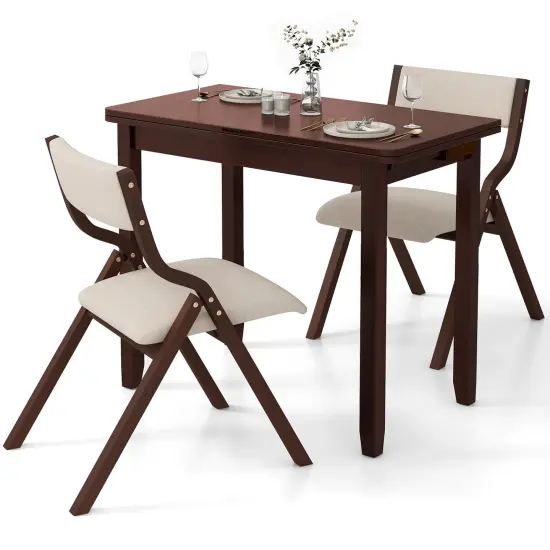 Kitchen Table Set for 2 Expandable Dining Table with 2 Upholstered Folding Chairs {1}