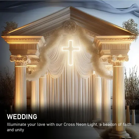 Cross Neon Sign, LED Cross Neon Lights for Window Decor, Hanging Jesus Neon Light up Signs for Wall, Christening Day Church Festivals Party Home Weddings Party Meditation Easter Christmas Gift Decoration {5}