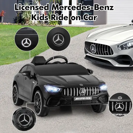 12V Mercedes-Benz AMG CLA 45 Kids Ride-On Car with Remote Control & LED Lights Black {2}