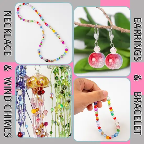 636pcs Glass Beads for Jewelry Making - Colorful Rainbow Craft Crystal Beads with Loose Beads Sparkly Beads Hole Drilled DIY for Bracelets Craft Earrings Making {5}