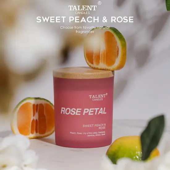 Candles for Home Scented, Natural Soy Wax, Scented Candle Stress Relief and Relaxation, Sweet Peach & Rose, Medium Jar, Ideal for Home and Bedroom Decor {3}