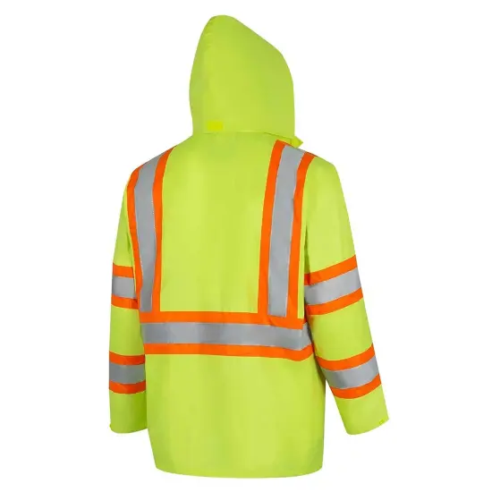 RADYAN&reg; High Visibility Long Sleeve Safety Hoodie with Reflective Strips and Hood for Construction Work {6}