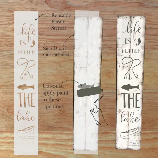 Life at the Lake Vertical Porch Sign Stencil {3}