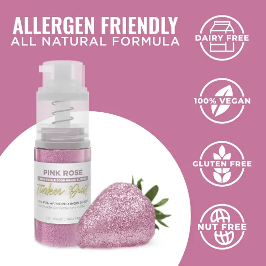 Bakell - Pink Rose Tinker Dust Edible Glitter (4g, 1x Spray Pump) for Food, Desserts, and Beverages! {3}