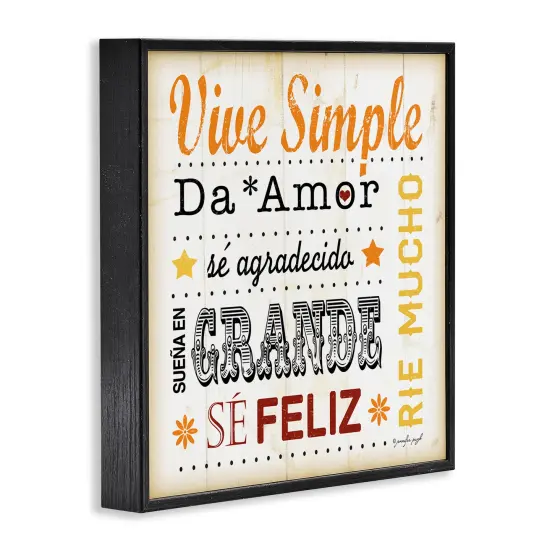 Stupell Industries Inspiraciones Diarias de Felicidad Framed Giclee Art Black Framed {3}