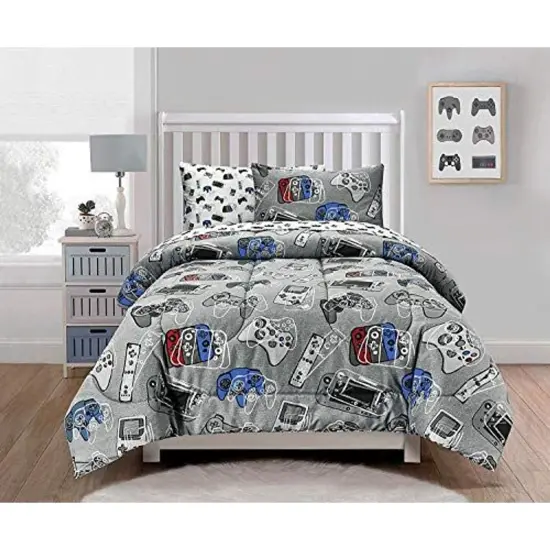 Kids Rule 4-Piece Gamer Bed Sheet Set for Boys & Kids - 1 Full Flat and 1 Full Fitted Sheet, 2 Queen Pillowcases,Soft Brushed Microfiber Smooth Durable Polyester Multicolor {2}