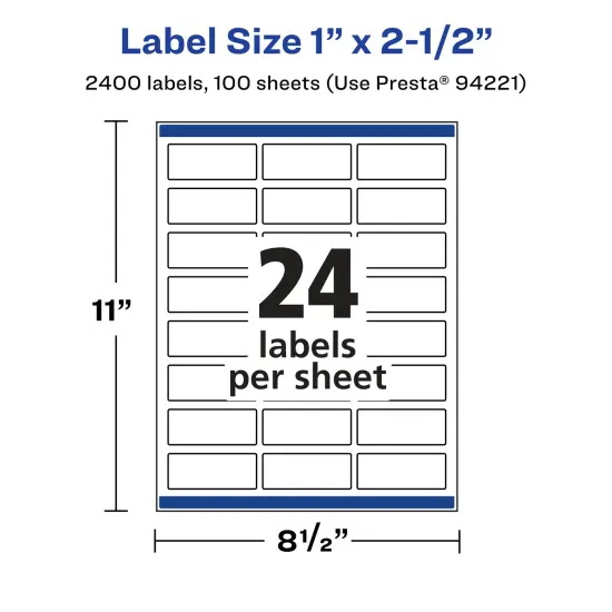 Avery Glossy Clear Rectangle Labels with Sure Feed, 1" x 2.5" {5}
