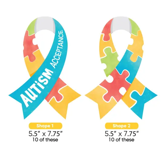 Big Dot of Happiness Autism Acceptance Decorations - DIY Awareness Paper Ribbon Cut-Out Essentials - Set of 20 {6}