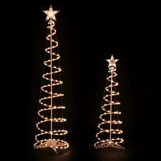 Northlight Lighted Spiral Outdoor Christmas Trees - 4' and 6' - Clear - Set of 2 White {1}