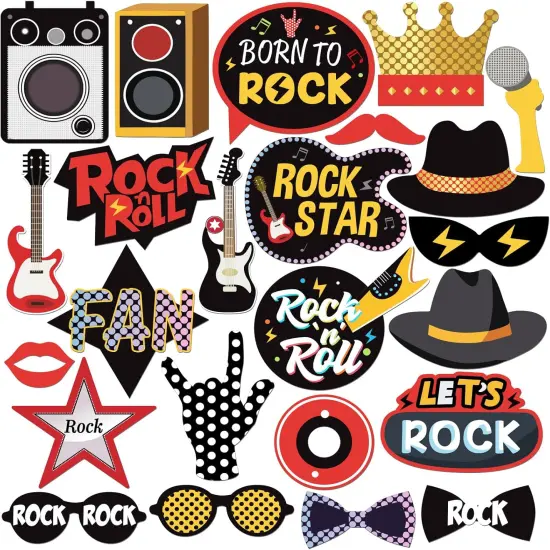 24 PCS Rock and Roll Photo Booth Props {1}