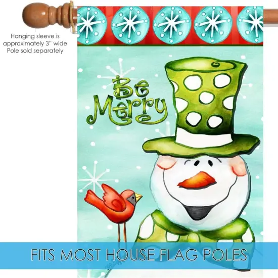 Be Merry Snowman Winter Banner Vertical House Flag {3}