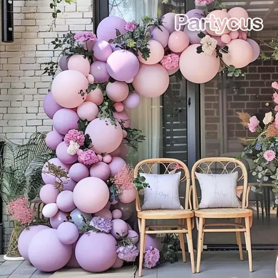 Pink Purple Balloon Garland Double Stuffed Lavender Party Balloon Macaron Light Pink Latex Pastel Balloons Arch Kit for Birthday Baby Shower Wedding Engagement Princess Party Decoration&hellip; {2}