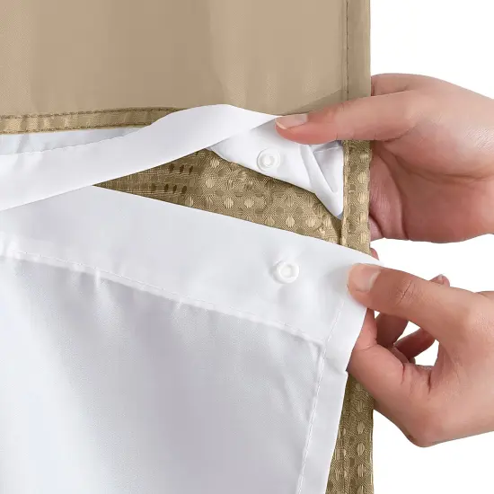 Americanflat 72x75 Hookless Waffle Pattern Shower Curtain - Water-Resistant Long Shower Curtain with Sheer Panel, Snap-In Liner, and Grommets {6}